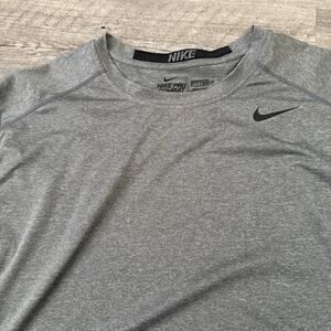NIKE Pro Combat Dri-FIT T-Shirt Mens XXL Gray Long Sleeve Fitted Top 449788-022